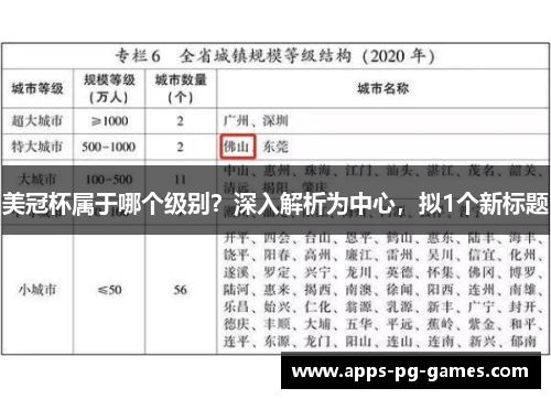 美冠杯属于哪个级别？深入解析为中心，拟1个新标题